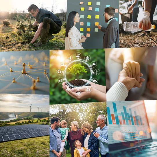 Collage aus mehrern Bildern passend zum thema soziales Engagement