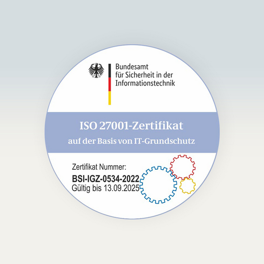 Darstellung des Zertifikates ISO 27001